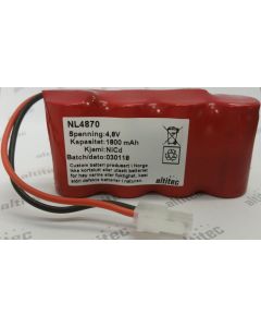 Kjøp 4,8v 1,6Ah batteripakke NiCd m/ ledning og Molex Minifit 2-pol SBS 23x89x43 mm hos altitec.no for kr 372,00