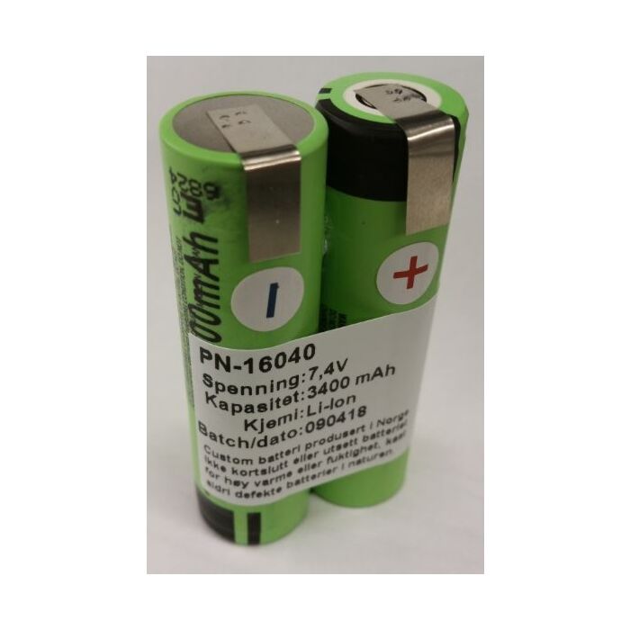 2S NCR18650B uten sikkerhetskrets, for bruk til å bytte celler på  Lupine piko TL