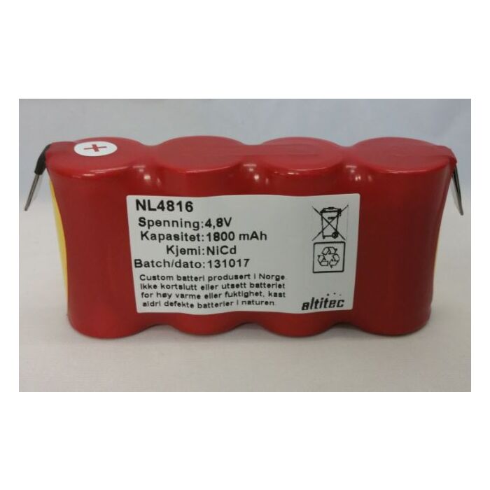 4,8v 1,8Ah nødlysbatteripakke m/ Faston