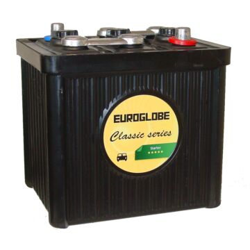 Euroglobe 08411 startbatteri 6V 84Ah til veteranbil i bakelittutførelse 225x173x220mm