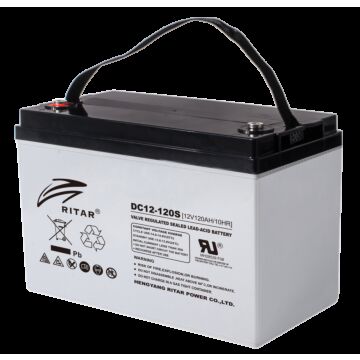 RITAR AGM Deep Cycle Batteri 12V 120AH C10 (328x172x222mm) Polstilling 4 - Plusspol til venstre