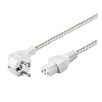 2 meter strømkabel med tekstil for varmeførende enheter CEE 7/7 - IEC 320-C15