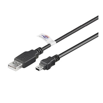 Mini USB kabel, 3 meter USB 2.0 kompatibel 5-pin