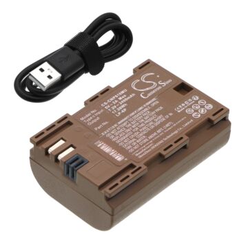 Replaces battery for Canon LP-6P, EOS R5 Mark II mirrorless camera, 2400mAh with USB C