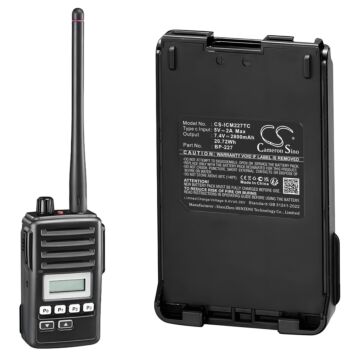 Replacement Battery for ICOM BP-227, BP-274, E85,F50,F51,F88,F87,M88,V80,V85 Lithium-ion 2800mAh 7.4V Support Type-C Port Charger