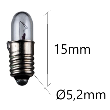 E5, E5.5, E6 miniatyrpære 0,3W 6V 15x5,2/4,7mm