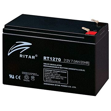 RITAR AGM Batteri 12V 7AH (151x65x94mm) F2 - 10 års  design