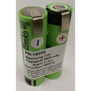 2S NCR18650B uten sikkerhetskrets, for bruk til å bytte celler på  Lupine piko TL