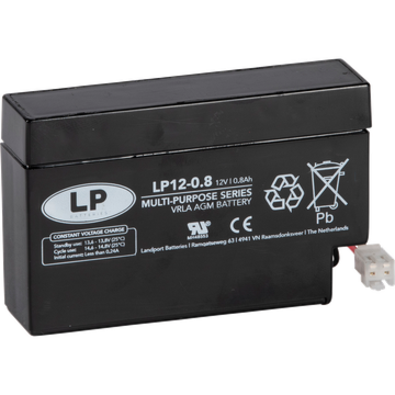 12V 0,8Ah AGM batteri 96x25x62 leveres med plugg