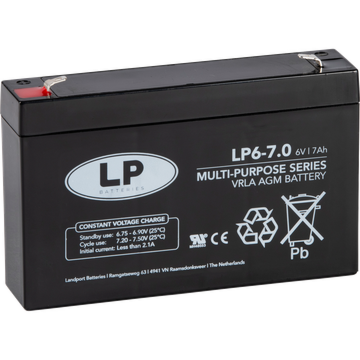 6V 7Ah AGM blybatteri 151x34x100 T1 Faston Powersonic