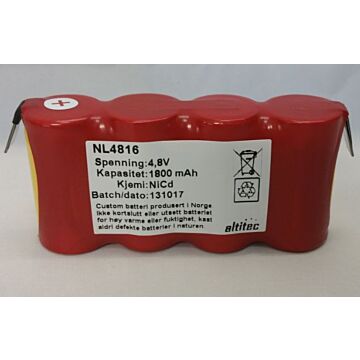 4,8v 1,8Ah nødlysbatteripakke m/ Faston