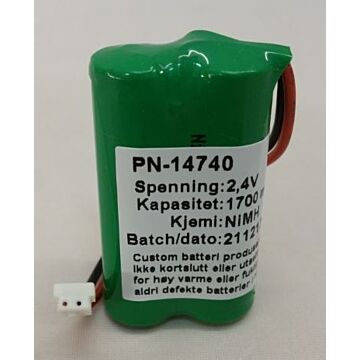 Batteri Glamox 19591200 Ledelys, Høytemperatur NIMH 2,4V 1200mAh med plugg
