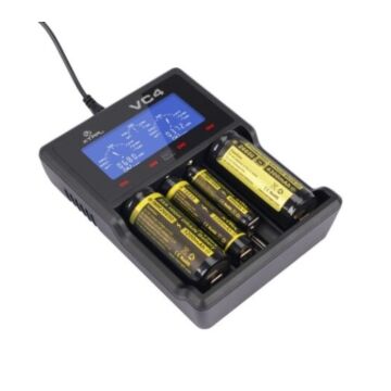 XTAR VC4SL Lader for 4 NiMH, Li-ion opp til 32x80mm dim. 