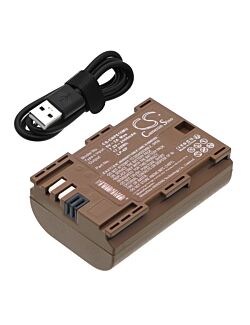 Replaces battery for Canon LP-6P, EOS R5 Mark II mirrorless camera, 2400mAh with USB C