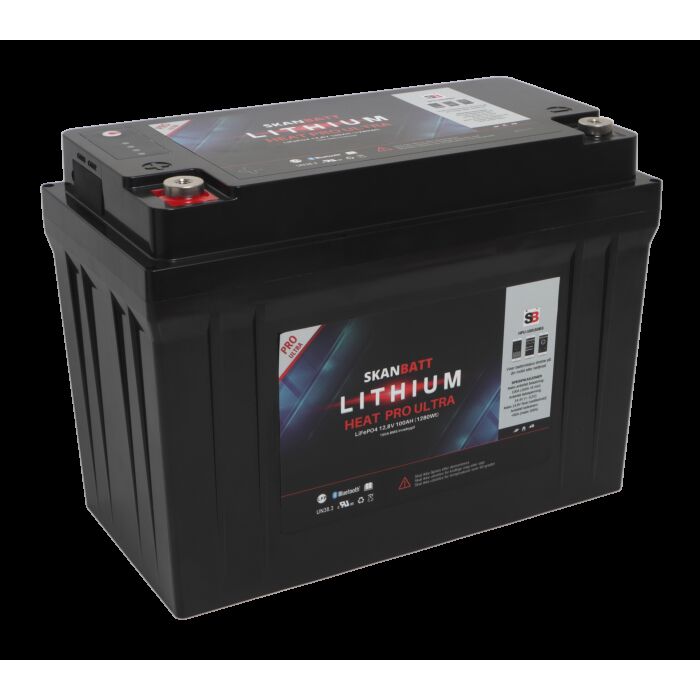 SKANBATT Lithium HEAT PRO 'Ultra' 12V 100AH - CAN Bus - 300A (<3s) - 8 Års garanti