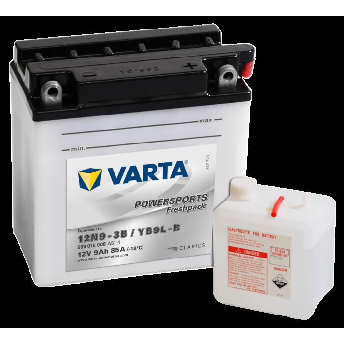VARTA MC Batteri 12V 9AH 85CCA (136x76x140mm) Polstilling 5 - Plusspol til hÃƒÂ¸yre YB9L-B