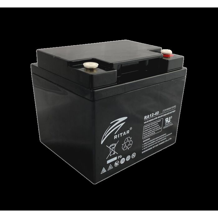 RITAR AGM Deep Cycle Batteri 12V 40Ah (198x166x171mm) Polstilling 5 - Plusspol til hÃƒÂ¸yre