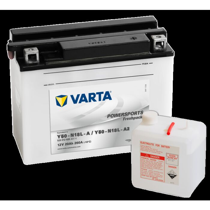 VARTA MC Batteri 12V 20AH 260CCA (207x92x164mm) Polstilling 5 - Plusspol til hÃƒÂ¸yre Y50-N18L-A
