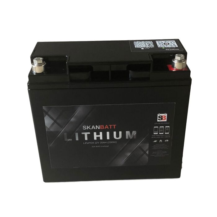 SKANBATT Bluetooth Lithium Batteri 12V 20AH 30A BMS