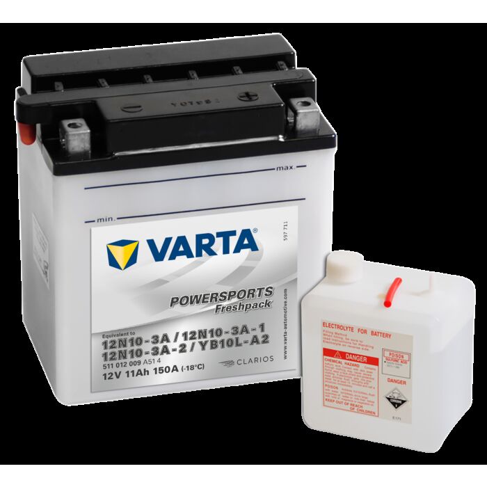 VARTA MC Batteri 12V 11AH 150CCA (136x91x146mm) Polstilling 5 - Plusspol til hÃƒÂ¸yre YB10L-A2