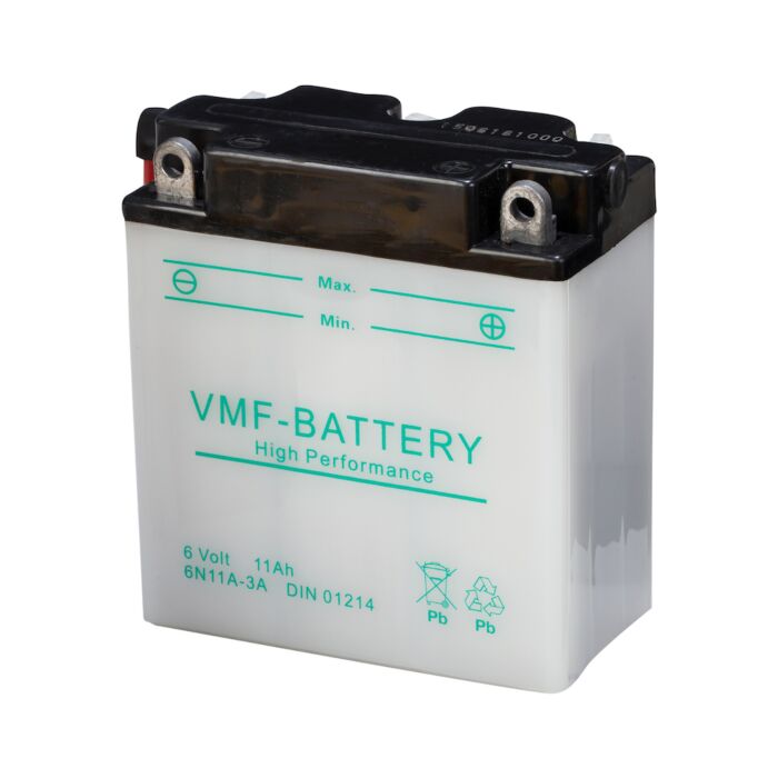 VMF MC Batteri 6V 12AH 88CCA (122x62x632) Polstilling 5 - Plusspol til hÃƒÂ¸yre | 6N11A-3A