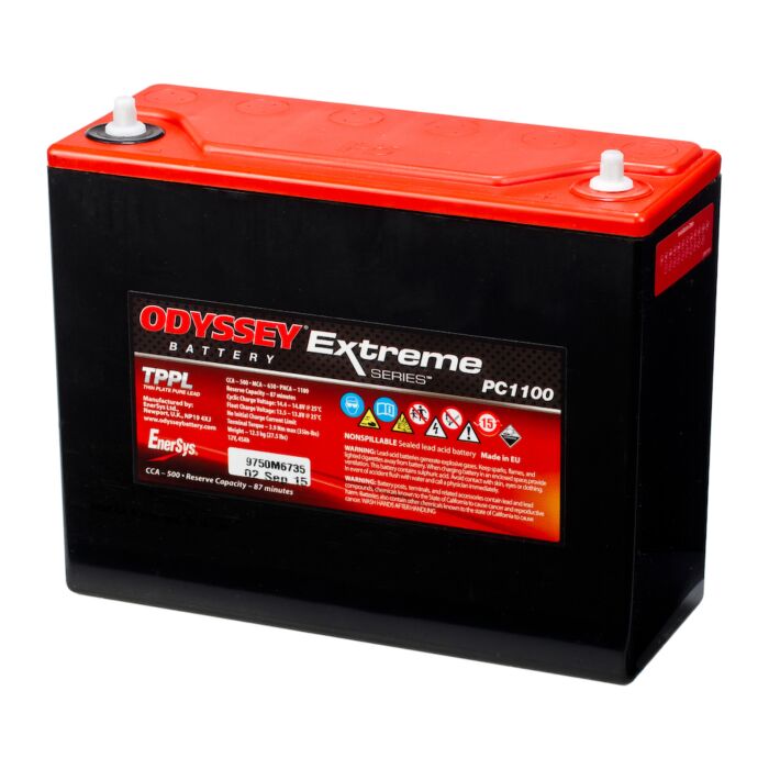 ODYSSEY PC1100 AGM Batteri 12V 45AH 500CCA (250x97x206mm) Polstilling 5 - Plusspol til hÃƒÂ¸yre