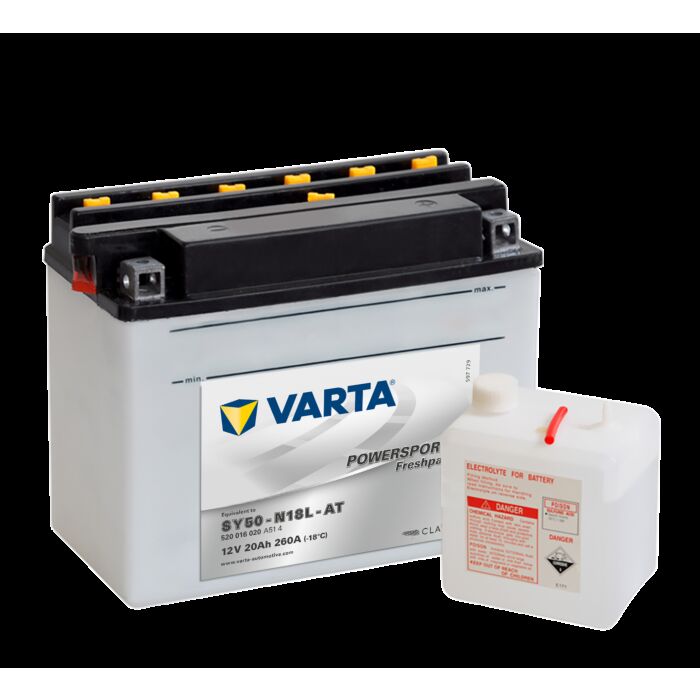 VARTA MC Batteri 12V 20AH 260CCA (205x90x162mm) Polstilling 5 - Plusspol til hÃƒÂ¸yre SY50-N18L-AT