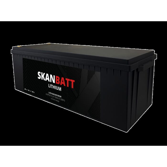SKANBATT Lithium Batteri 48V 100AH 100A BMS (640x245x220mm) IP67 - NYHET! (kan forhÃƒÂ¥ndsbestilles)