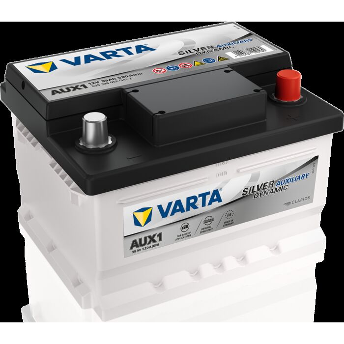 VARTA Silver Dynamic AUX Batteri 12V 35AH 540EN (212x175x140mm) Polstilling 5 - Plusspol til hÃƒÂ¸yre AUX1
