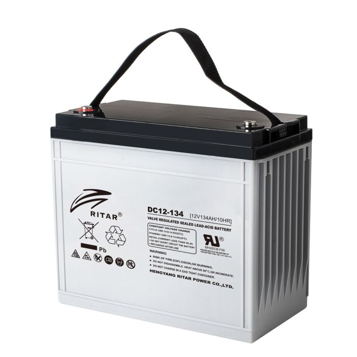 RITAR AGM Deep Cycle Batteri 12V 134AH C10 (340x173x280mm) Polstilling 4 - Plusspol til venstre