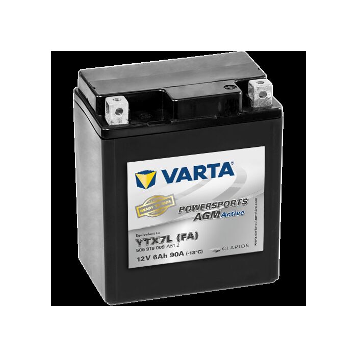 VARTA AGM MC Batteri 12V 6AH 100CCA (113x70x130mm) Polstilling 5 - Plusspol til hÃƒÂ¸yre YTX7L (FA)