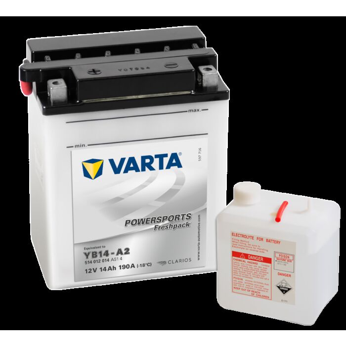 VARTA MC Batteri 12V 14AH 190CCA (136x91x168mm) Polstilling 4 - Plusspol til venstre YB14-A2