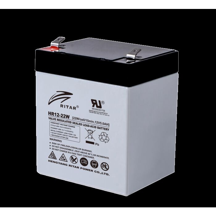 RITAR High Rate AGM Batteri 12V 5AH (90x70x101mm) F2