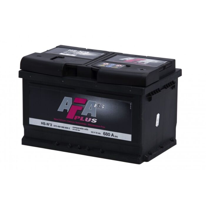 AFA Plus Batteri 12V 72AH 680CCA (278x175x175/175mm) Polstilling 5 - Plusspol til hÃƒÂ¸yre