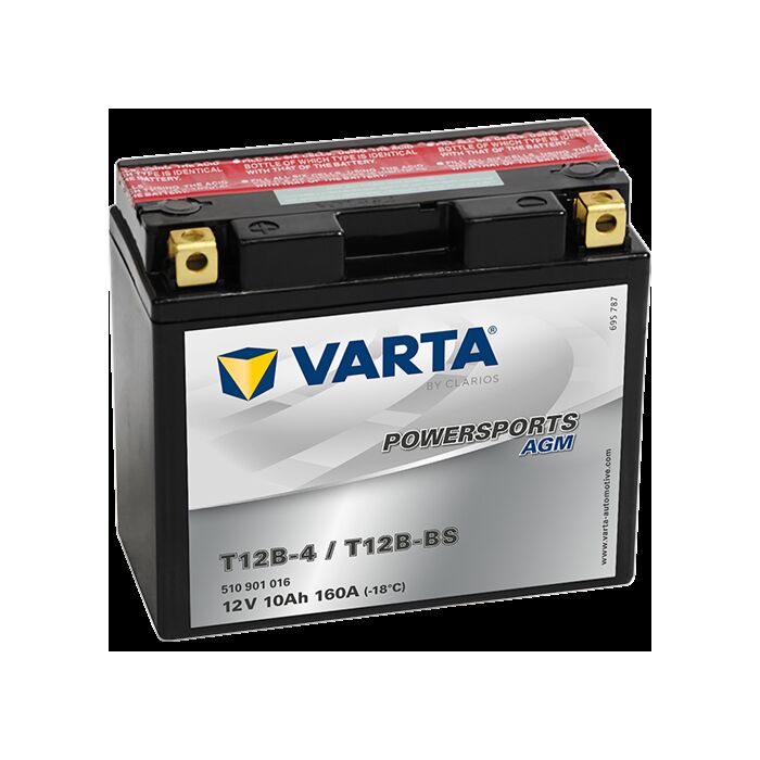 VARTA AGM MC Batteri 12V 12AH 215CCA (151x70x131mm) Polstilling 4 - Plusspol til venstre YT12B-BS