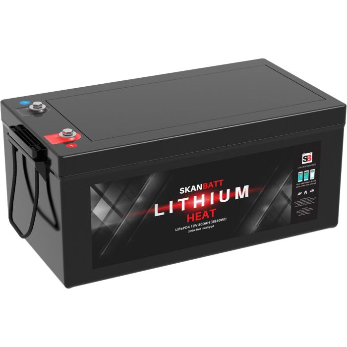 SKANBATT Lithium Batteri 12V 300AH 200BMS - BLUETOOTH NB! B-VARE