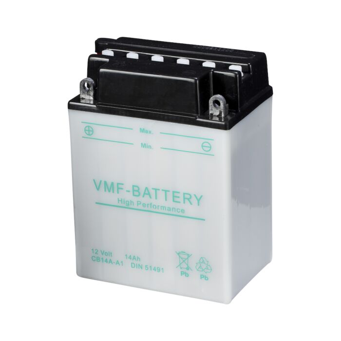 VMF MC Batteri 12V 14AH 160CCA (135x91x167) Polstilling 4 - Plusspol til venstre | YB14A-A1