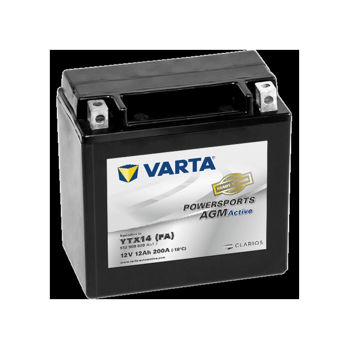 VARTA AGM MC Batteri 12V 12AH 200CCA (150x87x146mm) Polstilling 4 - Plusspol til venstre YTX14 (FA)