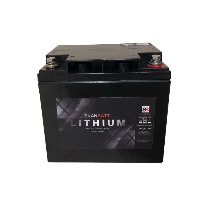SKANBATT Bluetooth Lithium Batteri 12V 50AH 50A BMS