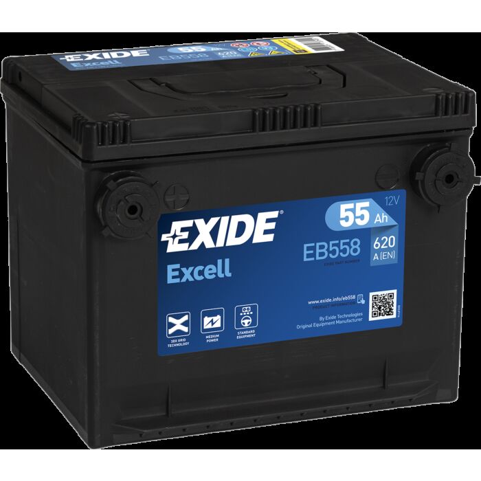 EXIDE STARTBATTERI 12V 55AH (230x180x186mm) Polstilling 4 - Plusspol til venstre