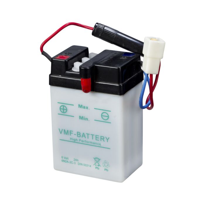 VMF MC Batteri 6V 2AH 20CCA (70x47x106) Polstilling 4 - Plusspol til venstre | 6N2A-2C-3
