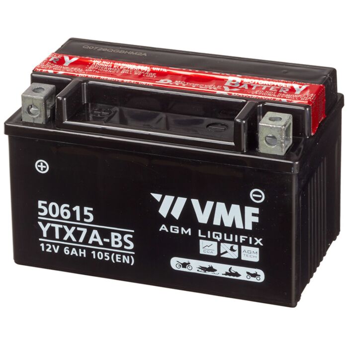 VMF MC Batteri 12V 6AH 105CCA (150x87x94) Polstilling 4 - Plusspol til venstre | YTX7A-BS