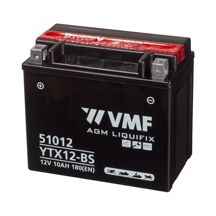 VMF MC Batteri 12V 12AH 160CCA (152x88x131) Polstilling 4 - Plusspol til venstre | YTX12-BS | LYTX12-BS ( LUCAS LTX12BS )