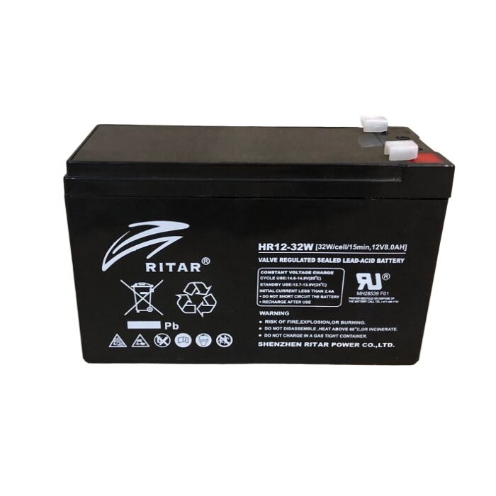RITAR High Rate AGM Batteri 12V 8AH (151x65x93,5mm) F1