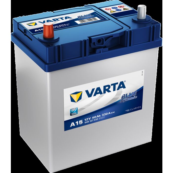 VARTA Blue Dynamic Batteri 12V 40AH 330CCA (187x127x200/227) Polstilling 4 - Plusspol til venstre A15