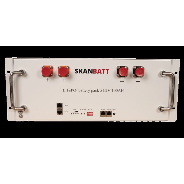 SKANBATT Lithium Batteri 51,2V 100Ah - 5,12kWh - LiFePO4 - Rackmodul