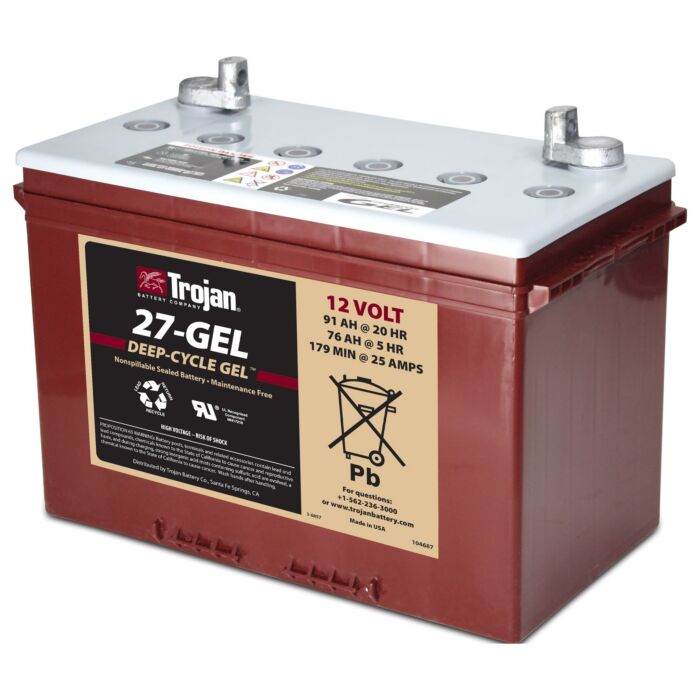 TROJAN GEL Deep Cycle Traksjonsbatteri 12V 91Ah (323x162x235mm) Polstilling 4 - Plusspol til venstre