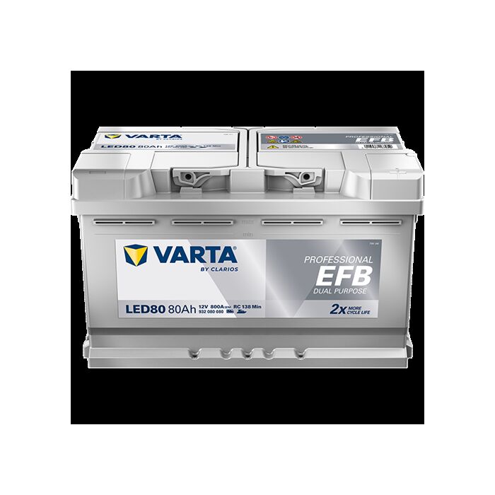 VARTA Fritidsbatteri EFB Batteri 12V 80AH 800CCA (315x175x190/190mm) Polstilling 5 - Plusspol til hÃƒÂ¸yre LED80