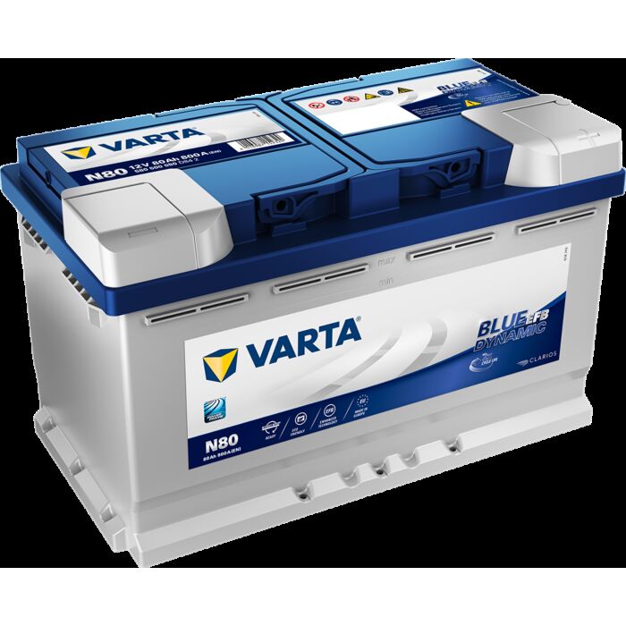 VARTA Blue Dynamic EFB Batteri 12V 80AH 730CCA (315x175x190/190mm) Polstilling 5 - Plusspol til hÃƒÂ¸yre N80