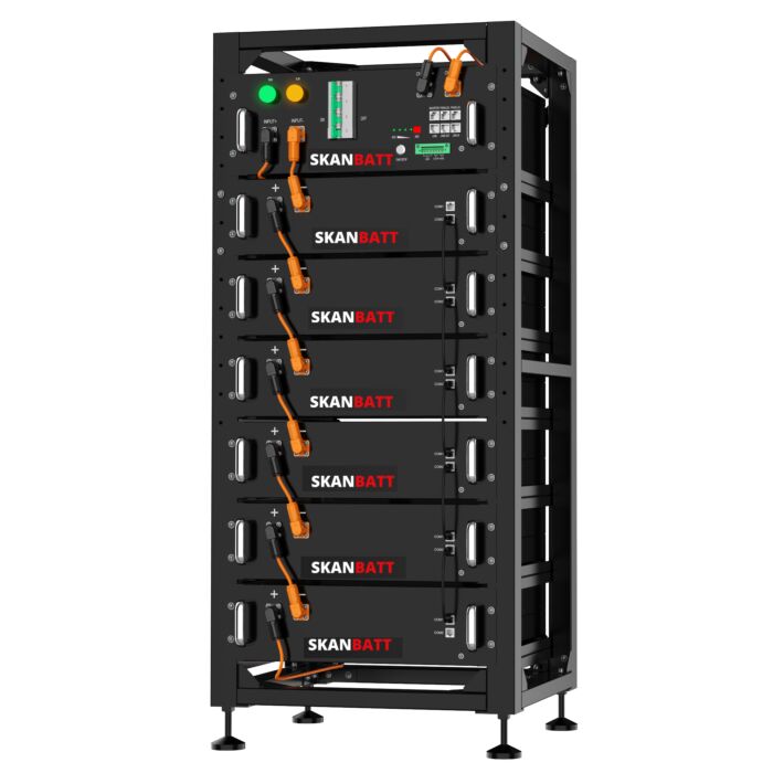 SKANBATT High Volt rack 307,2V - 30,72kWh - Inkludert stativ og BMU